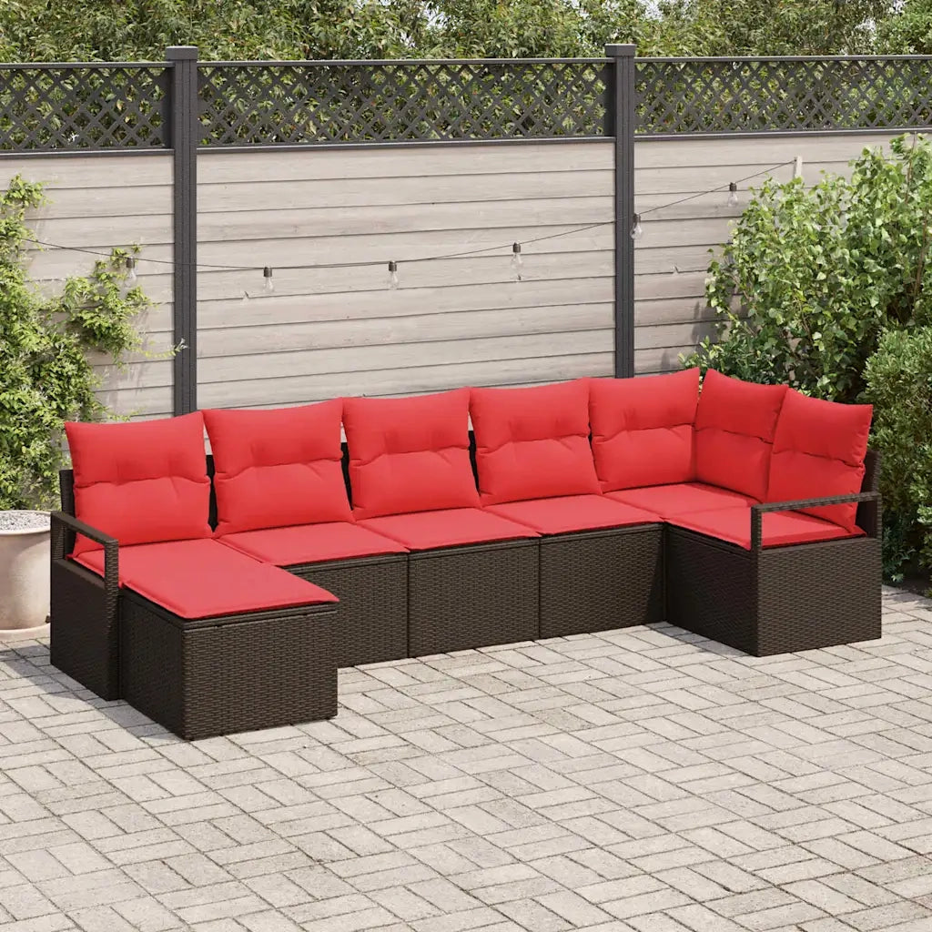 Set di divani con cuscino 7 pcs Marrone polyrattan 3346474
