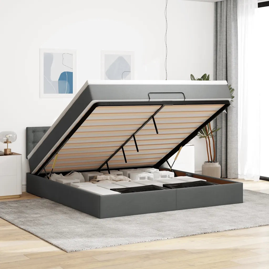 Struttura Letto Pouf con Materasso 180x200 cm in Tessuto 3311644