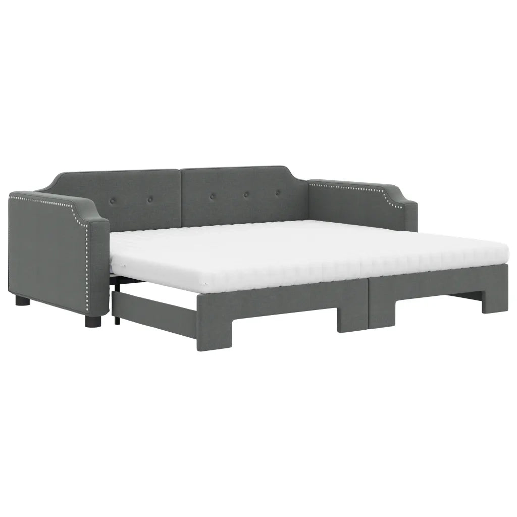 Divano Letto Estraibile Materassi Grigio Scuro 80x200cm Tessuto 3197648