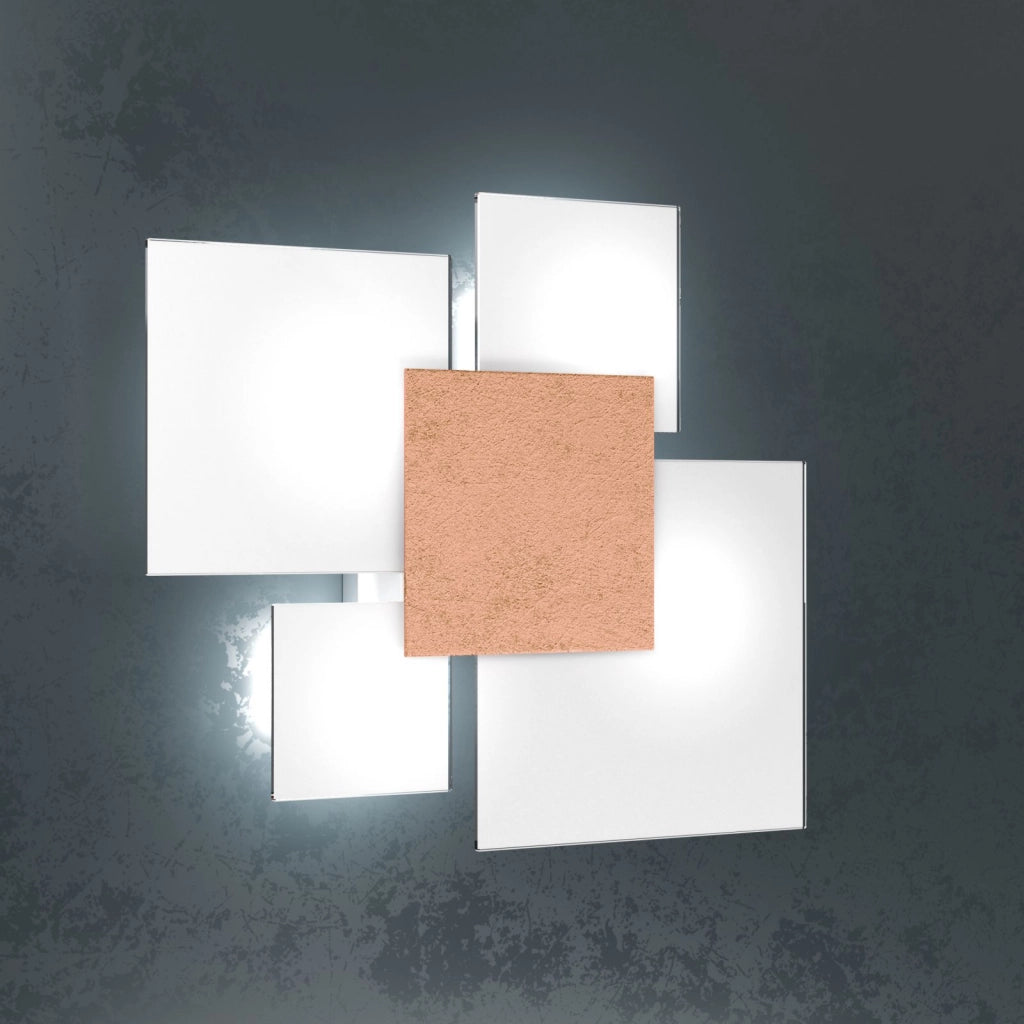 UPGRADE-45 APPLIQUE-PLAFONIERA 4 LUCI FOGLIA RAME 1148-45-FR