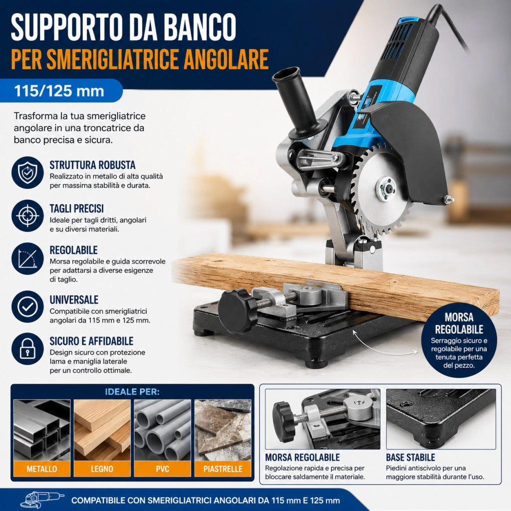 SUPPORTO DA BANCO PER  FLEX SMERIGLIATRICE ANGOLARE 125/115 TRONCATRICE FERRO