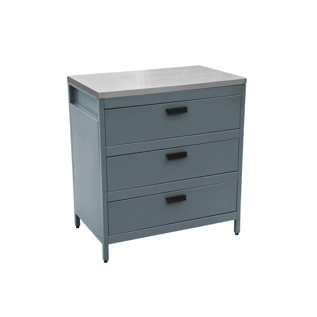 Mobile da esterno in acciaio con 3 cassetti, 80cm, blu grigio
