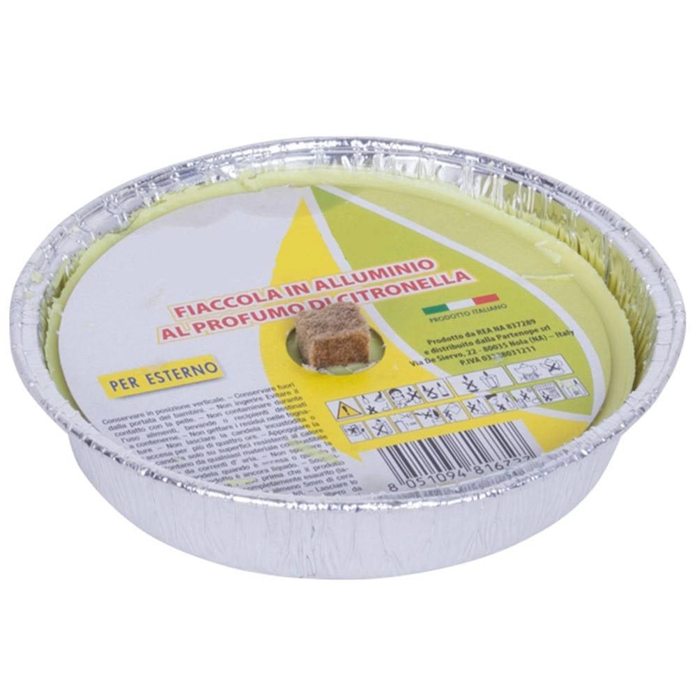 Trade Shop - Set 10 Candele Alla Citronella Antizanzare In Vaso Alluminio Fiaccola 11cm -