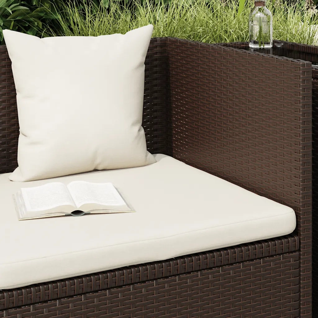 Lettino da Giardino con Cuscini in Polyrattan Marrone 49392