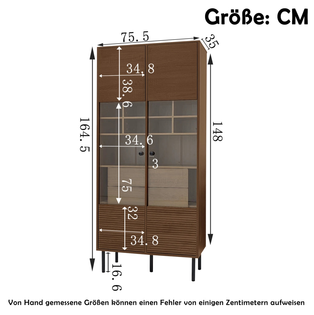 Vetrina contenitore con frontale in vetro e ripiani in MDF naturale