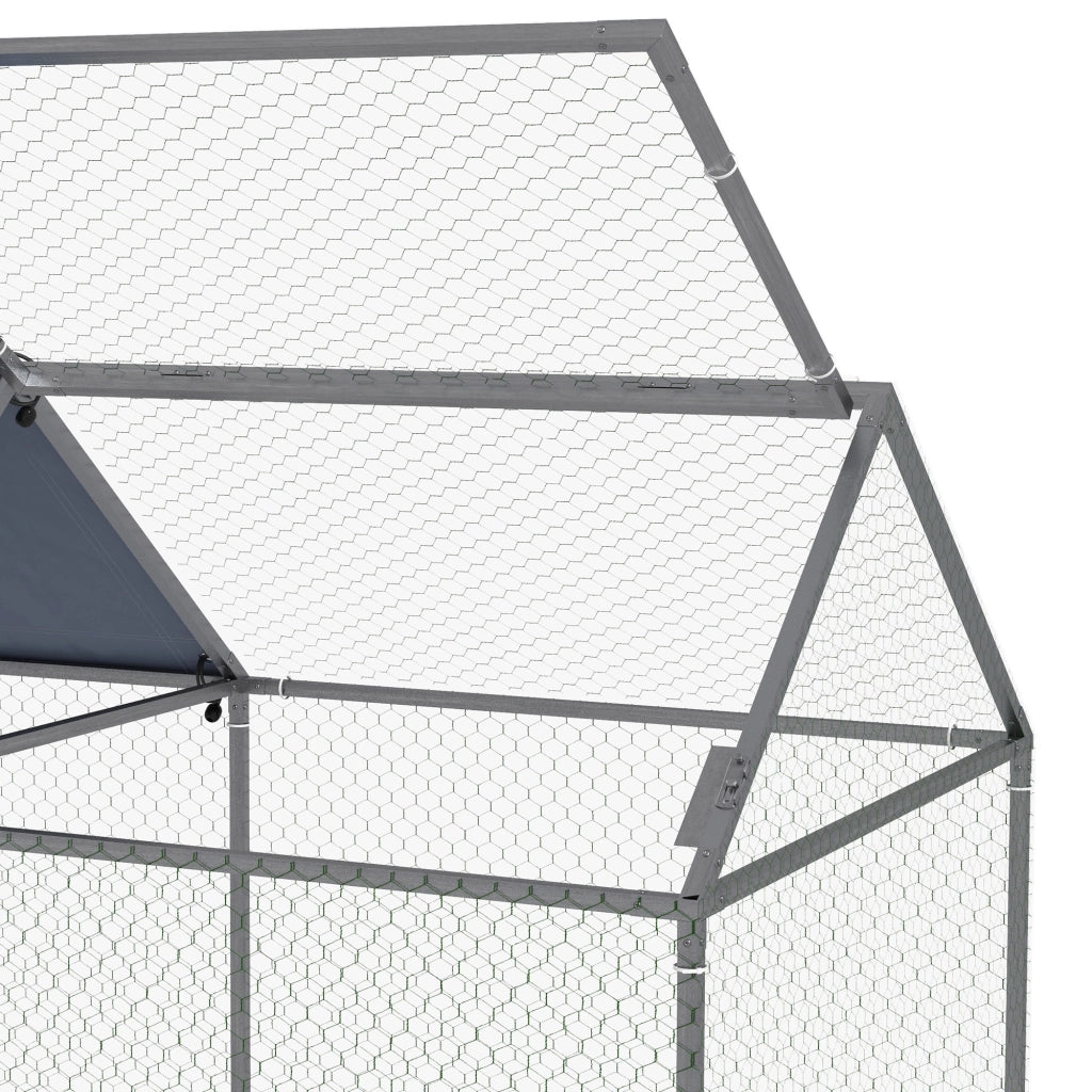 Gabbia per Animali in Acciaio con Tetto in Tessuto ¨C zephmum ¨C 198x100x120 cm Verde Argento