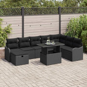Set Divano da Giardino con cuscino 9 pcs Nero Poly Rattan 3361072