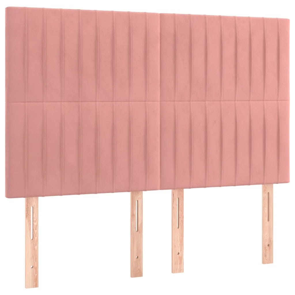 Testiera-Testata-Testiera Decorativa Rosa 144x5x118/128 cm Velluto 943813