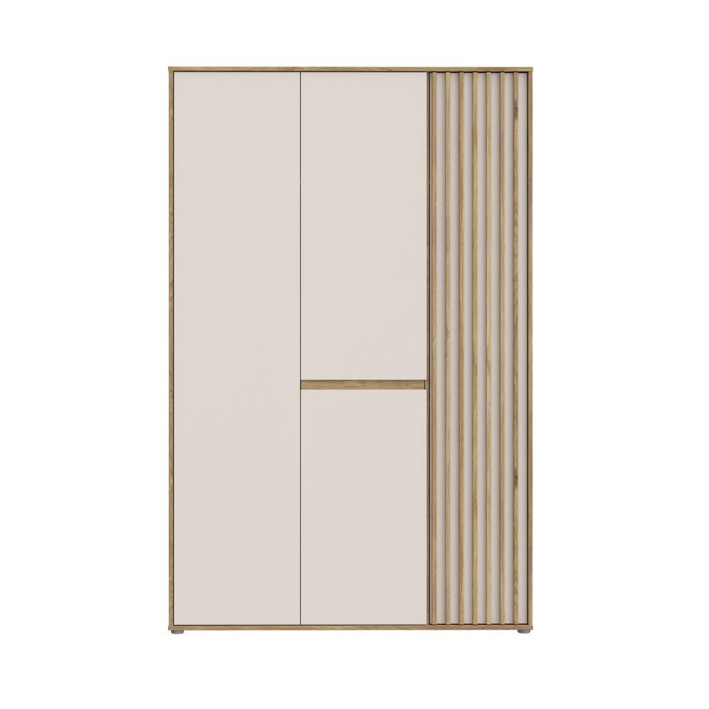 Armadio Neutra 3 Ante Cashmere e Rovere con Dettagli Cannettati