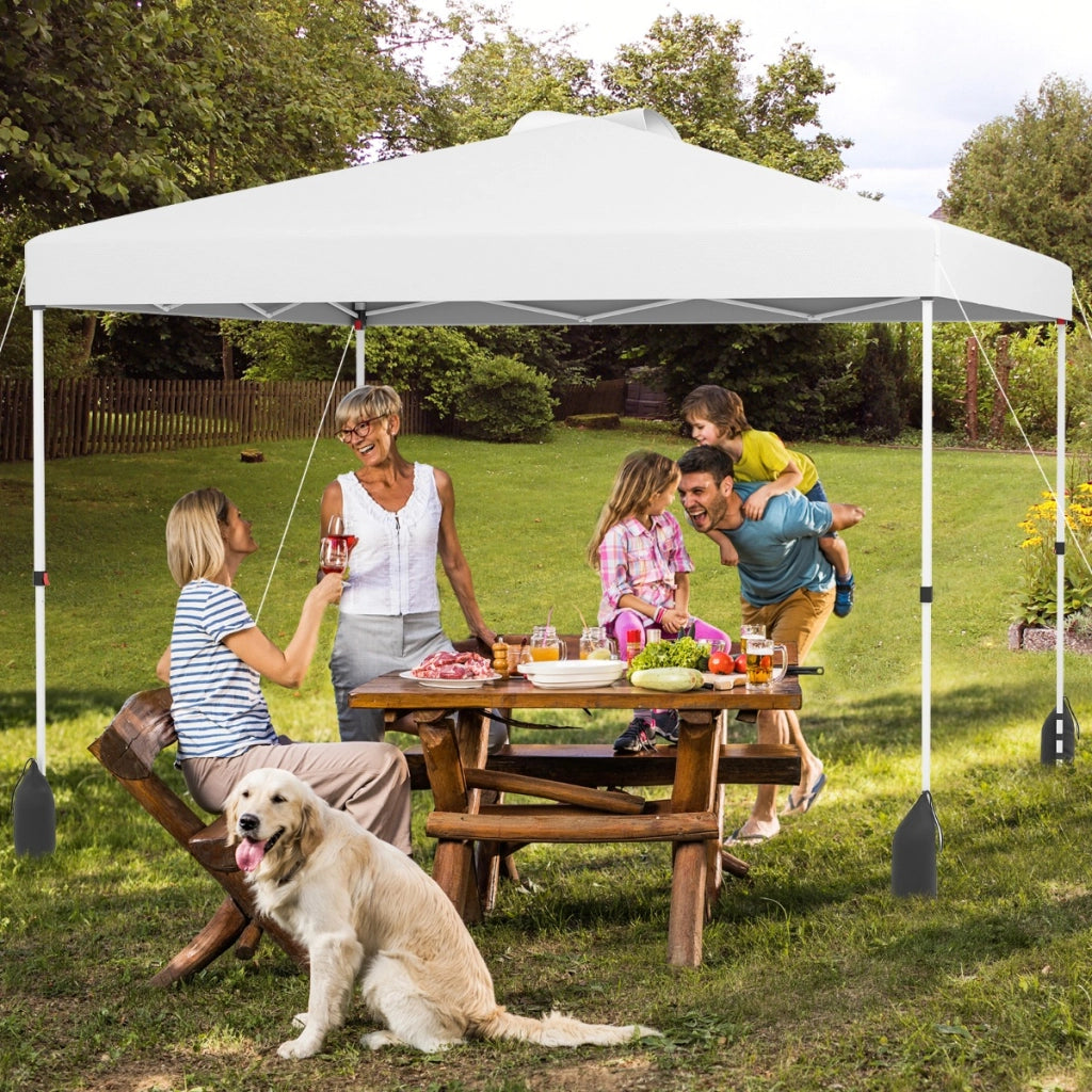 Rifugio da patio pieghevole per eventi commerciali, Tenda a cielo apribile 3 x 3 M con borsa con ruote Bianco-Gazebo