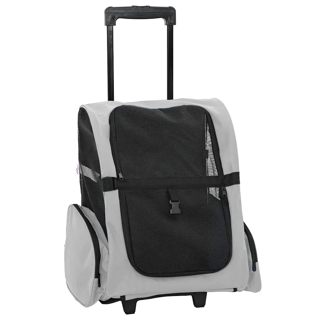 Carrello per animali domestici 3 in 1 design grigio 48x32x(57-106) cm tessuto Oxford CFW6658154