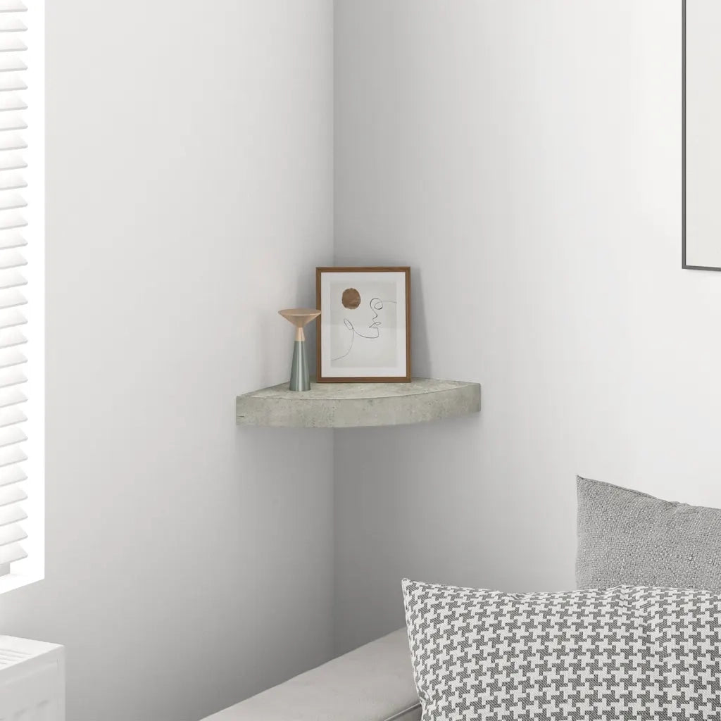 Mensola Angolare Grigio Cemento 25x25x3,8 cm in MDF 326633