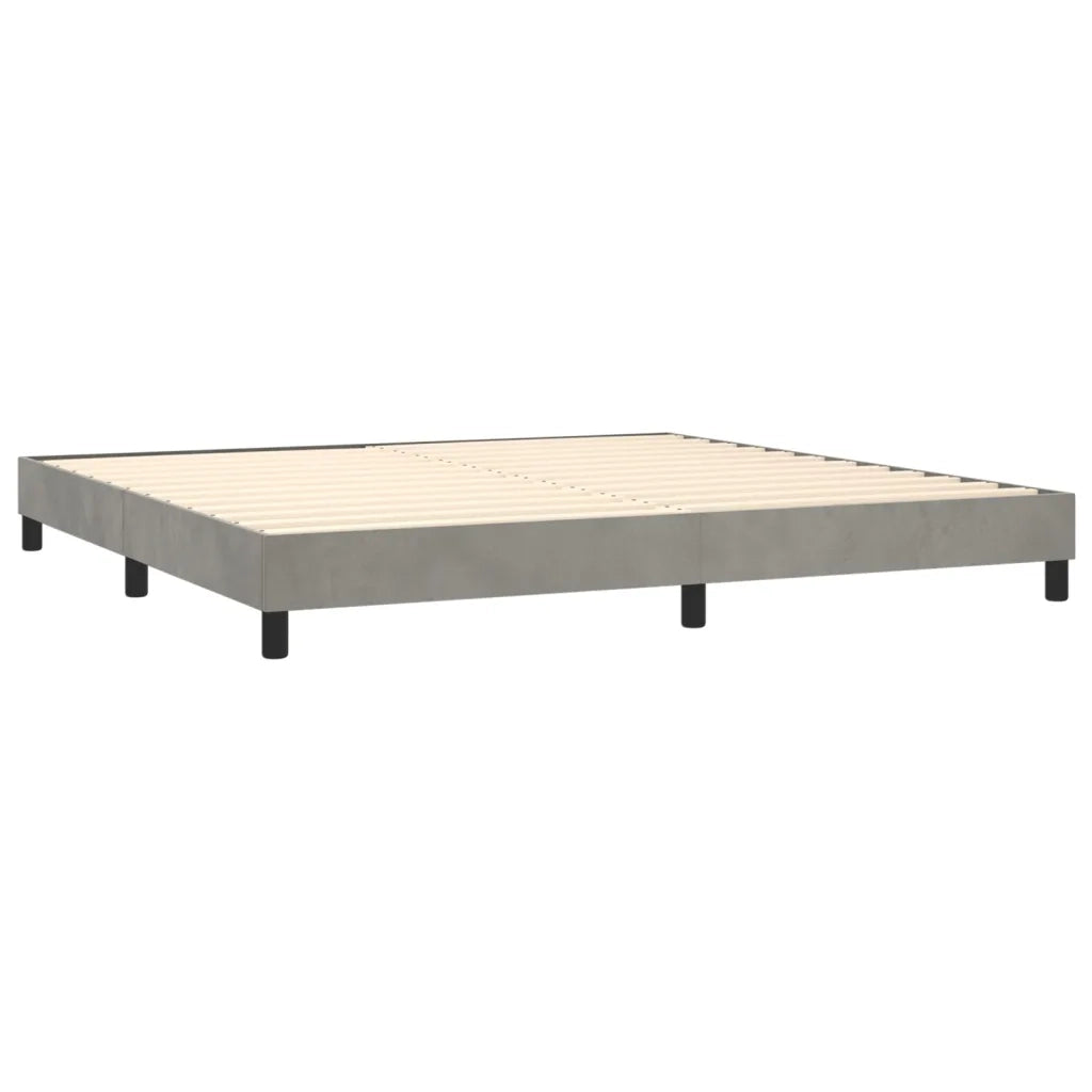 Letto a Molle con Materasso e LED Grigio Chiaro 200x200 cm Velluto 3134363