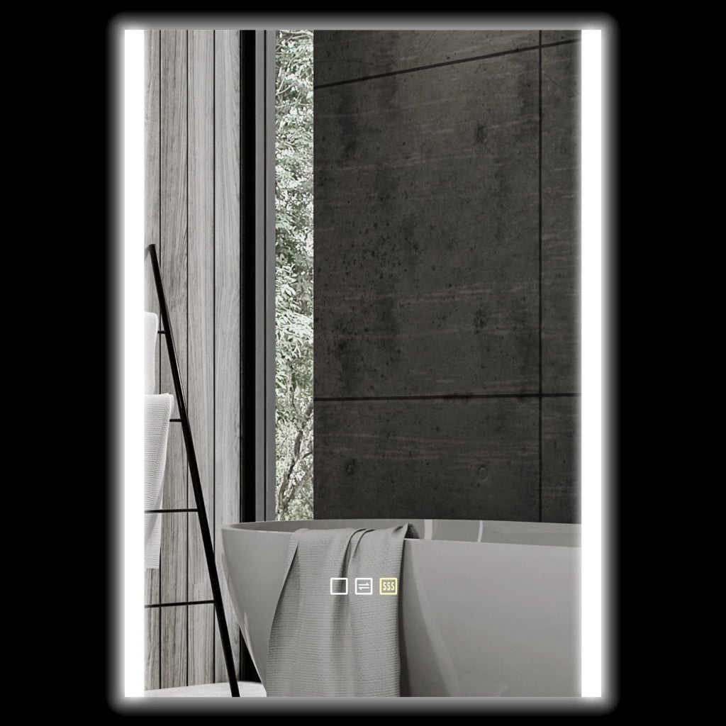 Specchio Bagno con Luce LED ¨C Minimal ¨C Argento 70x50x3 cm
