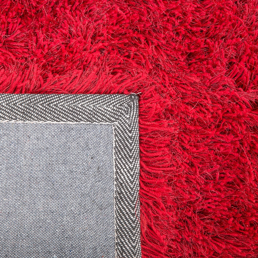 Tappeto Shaggy Tappeto a pelo lungo Solido Poliestere Rosso Rettangolare 140 x 200 cm