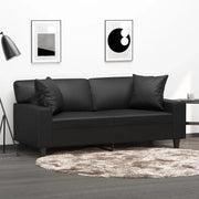 Divano a 2 Posti con Cuscini Nero 140 cm in Similpelle 3200866