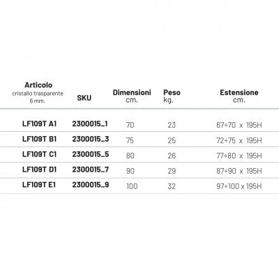 Lato fisso per porta battente briar 6 millimetri chrome per box doccia *** misure 67-70xh195 cm trasparente, confezio...