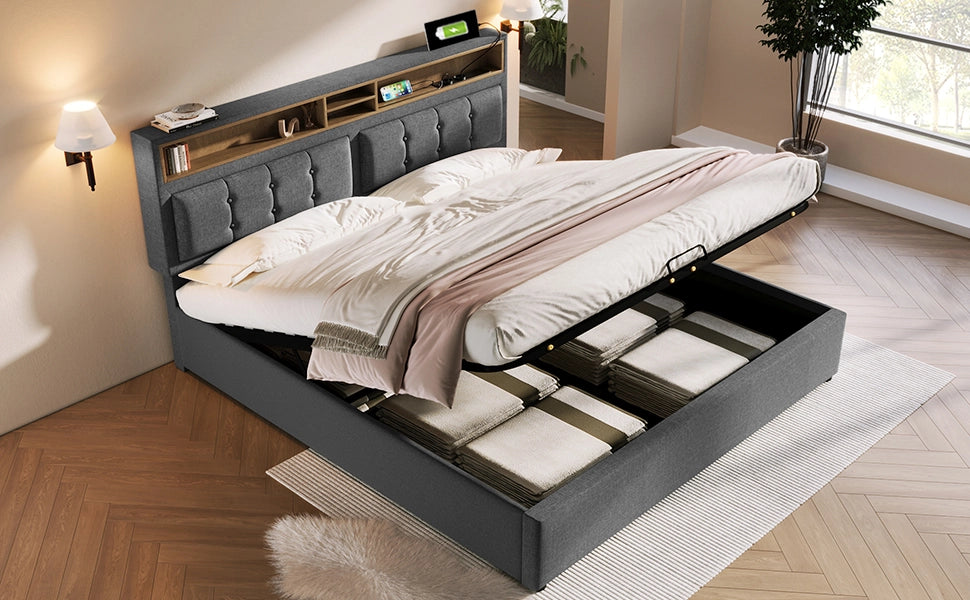 letto imbottito lino grigio 160x200 cm