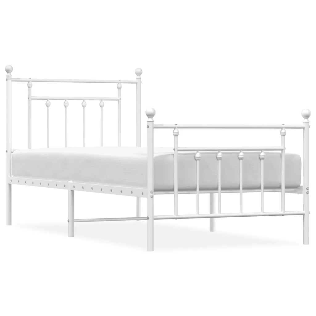 Giroletto con Testiera e Pediera-Struttura Letto Metallo Bianco 90x190 cm 314232