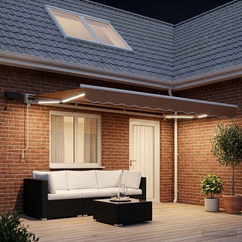 Cornice per Tenda Manuale con LED Sabbia 5 x 3 m 3426394