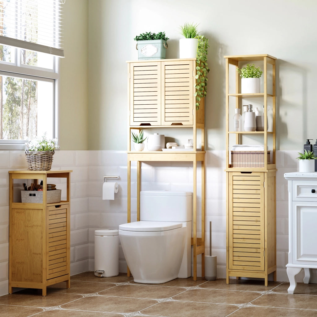 Mobiletto Bagno con Cesto ¨C zephmum ¨C MDF e Bamb¨´ 40x30x86.5cm