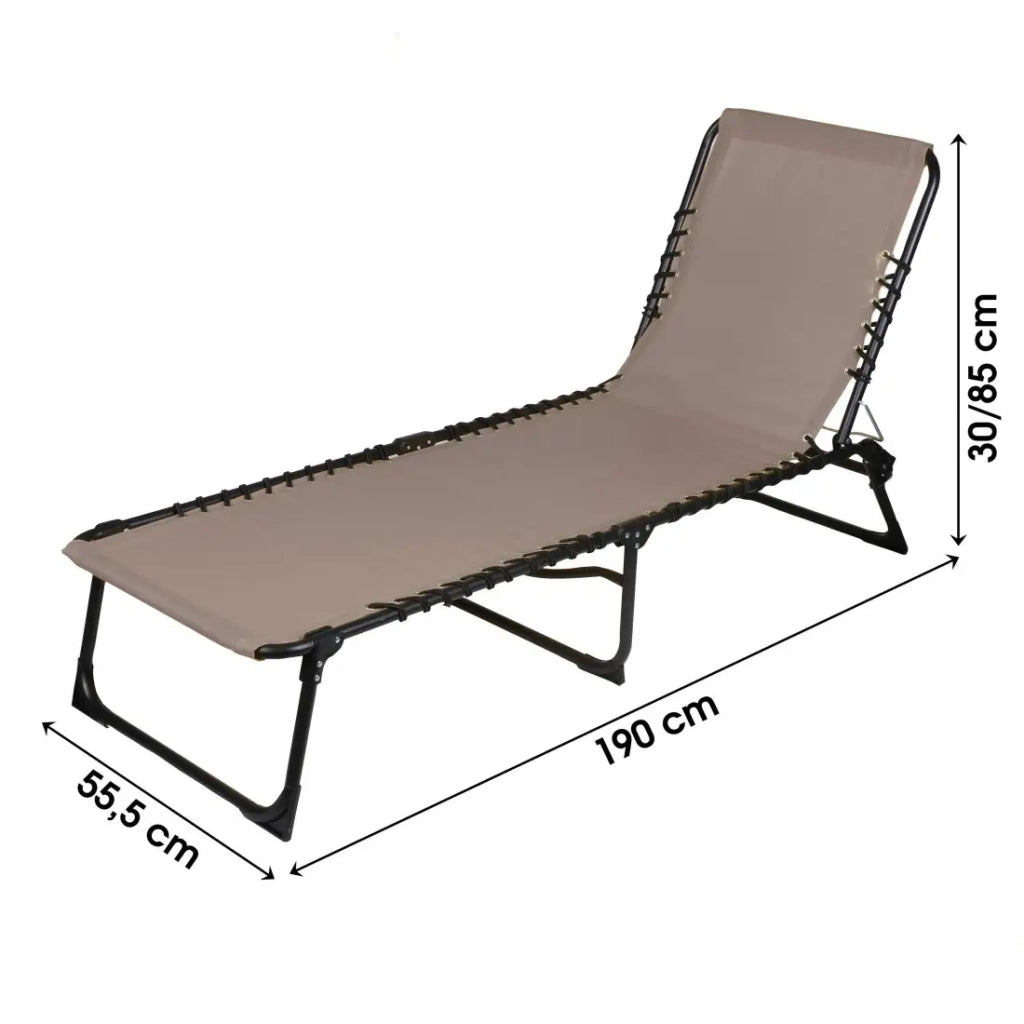 Lettino prendisole / Sdraio colore taupe 187x85x56 cm