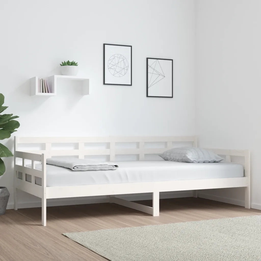 Letto singolo | Letto per adulti | Dormeuse Bianca in Legno Massello di Pino 90x200 cm