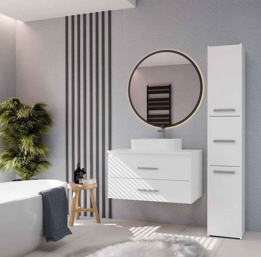 Mobile bagno con lavabo NEL 80 bianco sospeso 2 cassetti 80x50x58,5 cm
