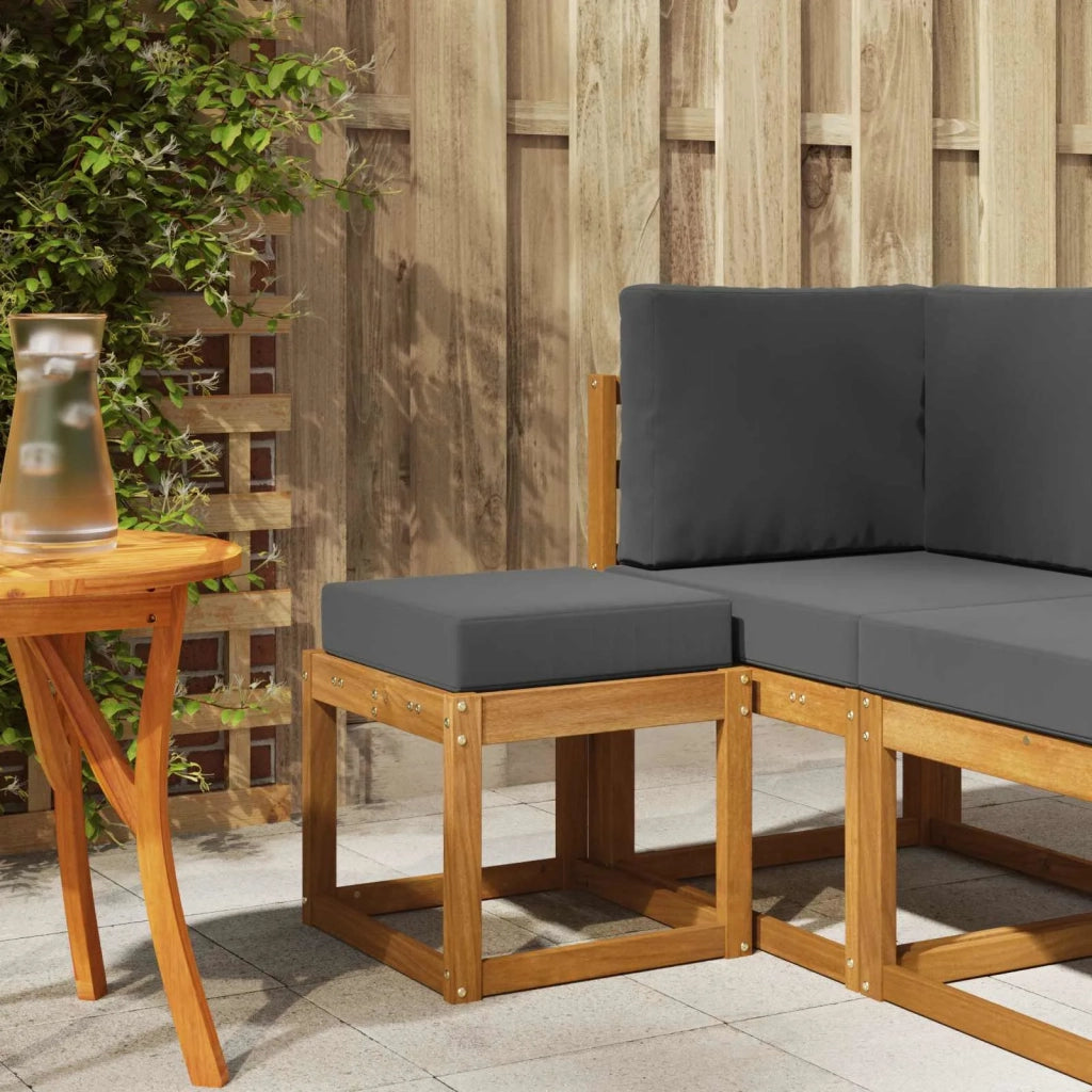 Panca Sgabello con cuscino Naturale e Antracite 43 x 43 x 37 cm 900660