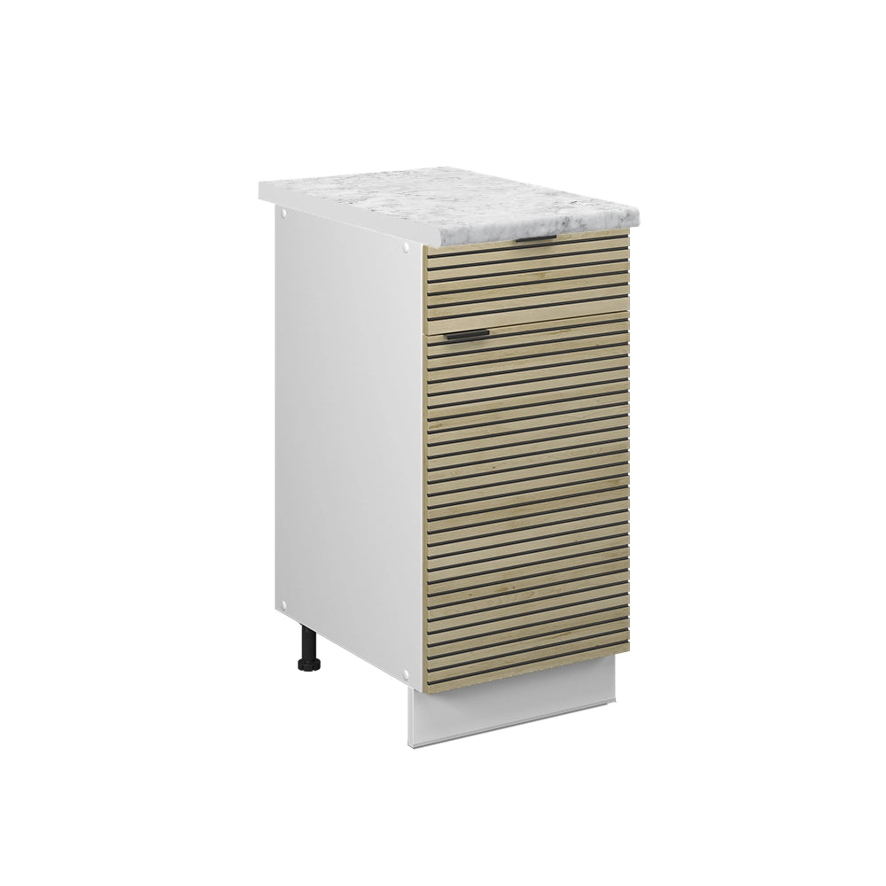 Mobiletto base per cucina Fame-Line Pannello in quercia/Bianco 40 cm, PL Marmo Vicco
