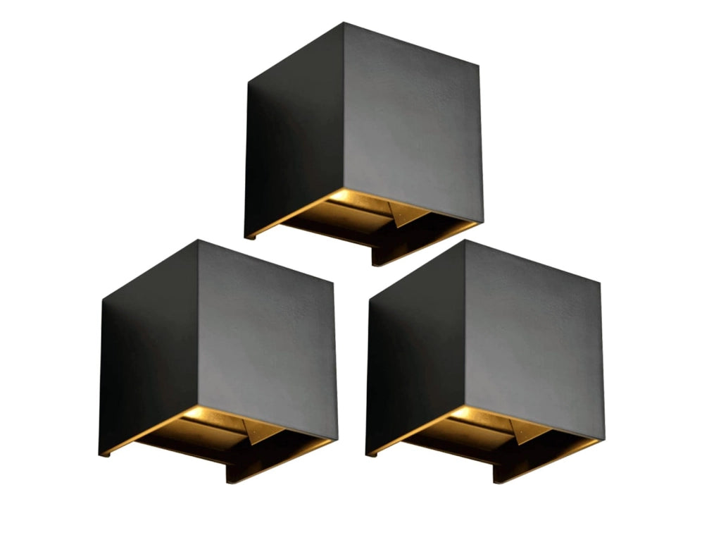 Kit da 3 Lampade da Parete a LED 12W IP65 Impermeabile per Interni ed Esterni Luce Regolabile 4000K Bianco Naturale Ex Demo