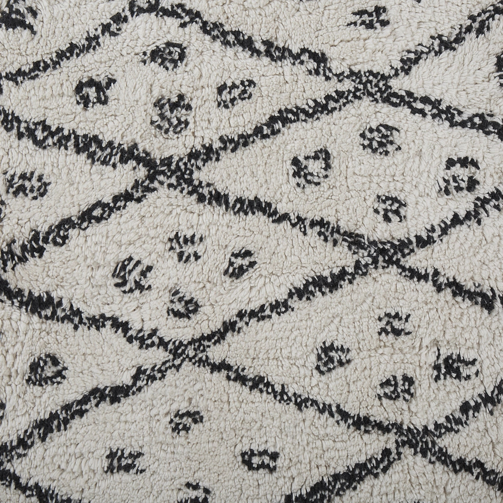 Tappeto cotone bianco sporco e nero 140 x 200 cm moderno orientale tribale nappe motivo geometrico