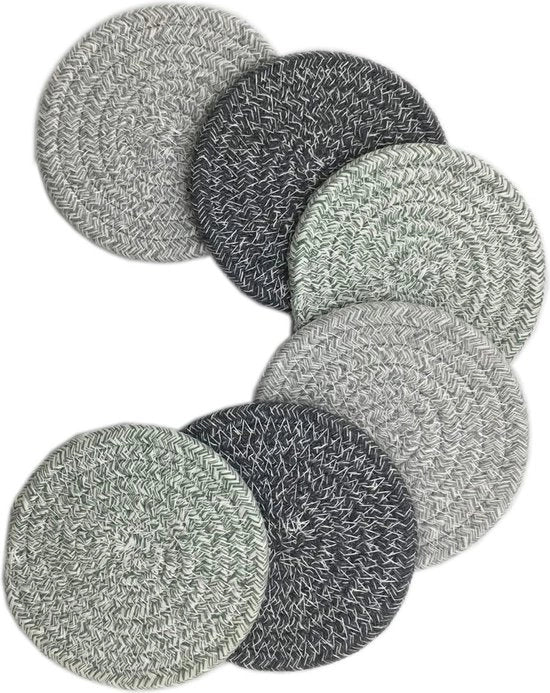 Set di Assorbenti per Bicchieri in Rame con Tessuto e Intreccio, Isolanti Termici Rondi (Colorati)