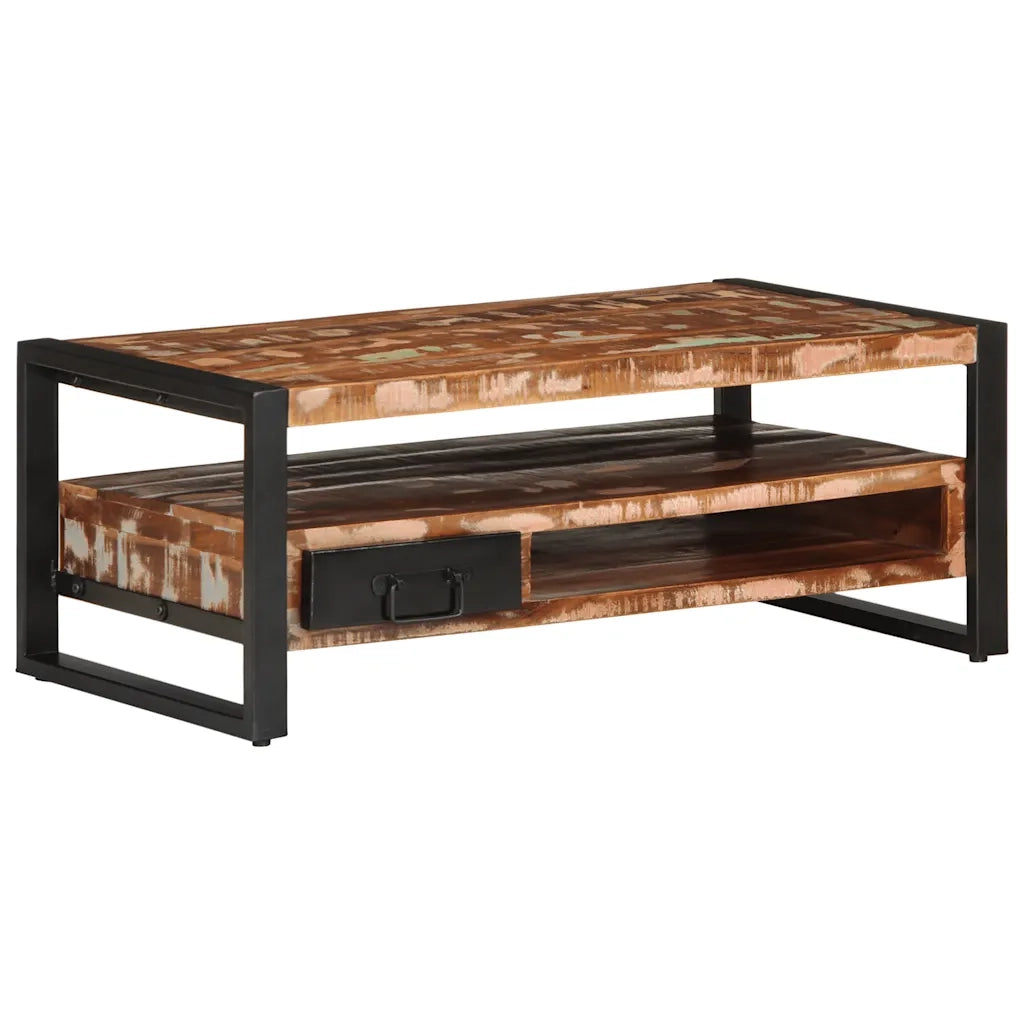 Tavolino Salotto Multicolore 90x50x36cm Legno Massello Recupero 4013558