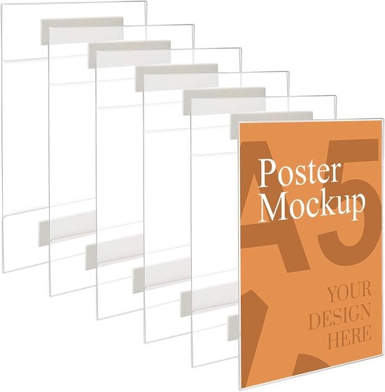 Supporto per poster A5 - 6 pezzi - Adesivo per fissaggio alla parete - Resistente allo shock - Acrilico trasparente - Senza perforazione necessaria - Diametro 1,3mm - Supporto per poster