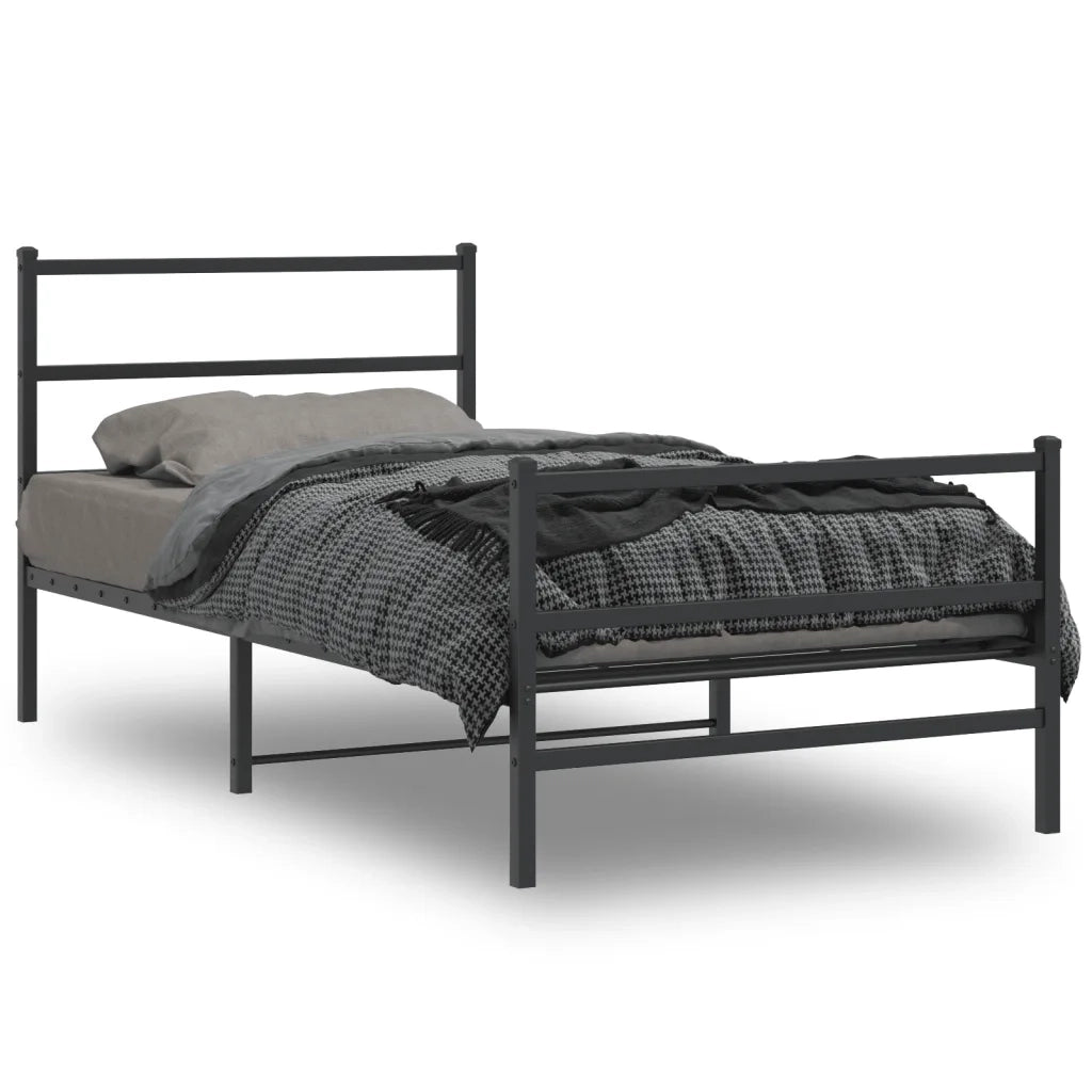 Giroletto con Testiera e Pediera Metallo Nero 100x200 cm 355378