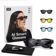 Trade Shop - Occhiali Ai Smart Glasses G5 Intelligenti Fotocamera Hd Bluetooth 3 Lenti Intercambiabili -