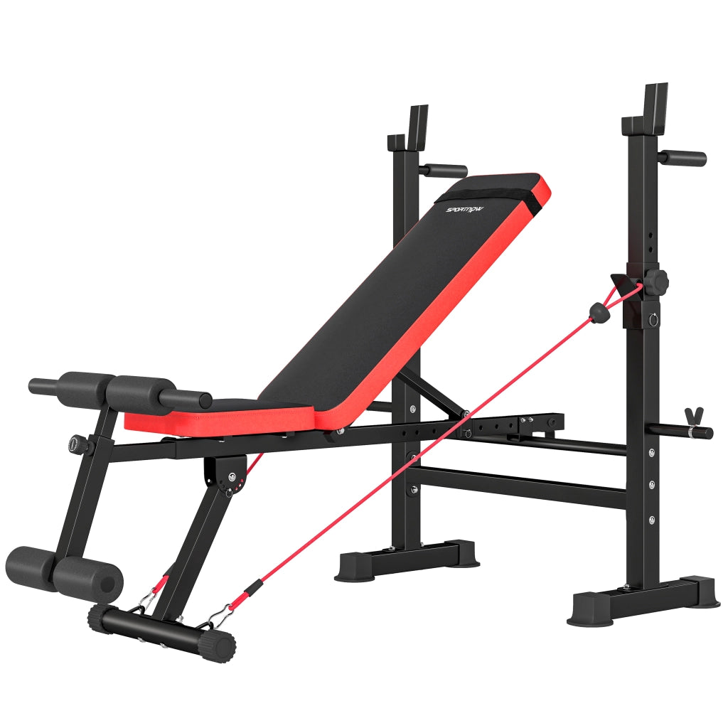 Panca multifunzione per allenamento ¨C Xylo ¨C con schienale regolabile e supporto pesi 147x109x122cm nero