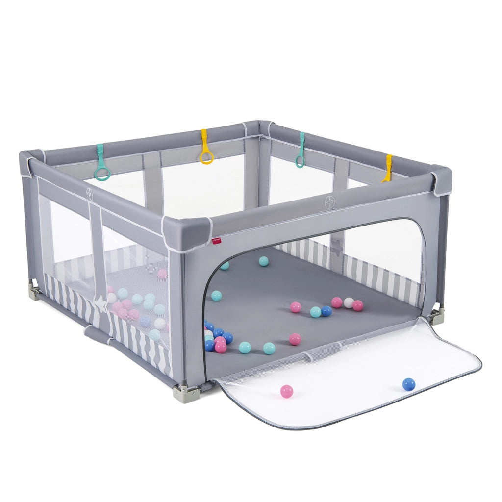 Box bambini 127x127cm recinto pieghevole cancello cerniera 50 palline oceaniche-Centro attività 4 anelli interno esterno senza montaggio Grigio