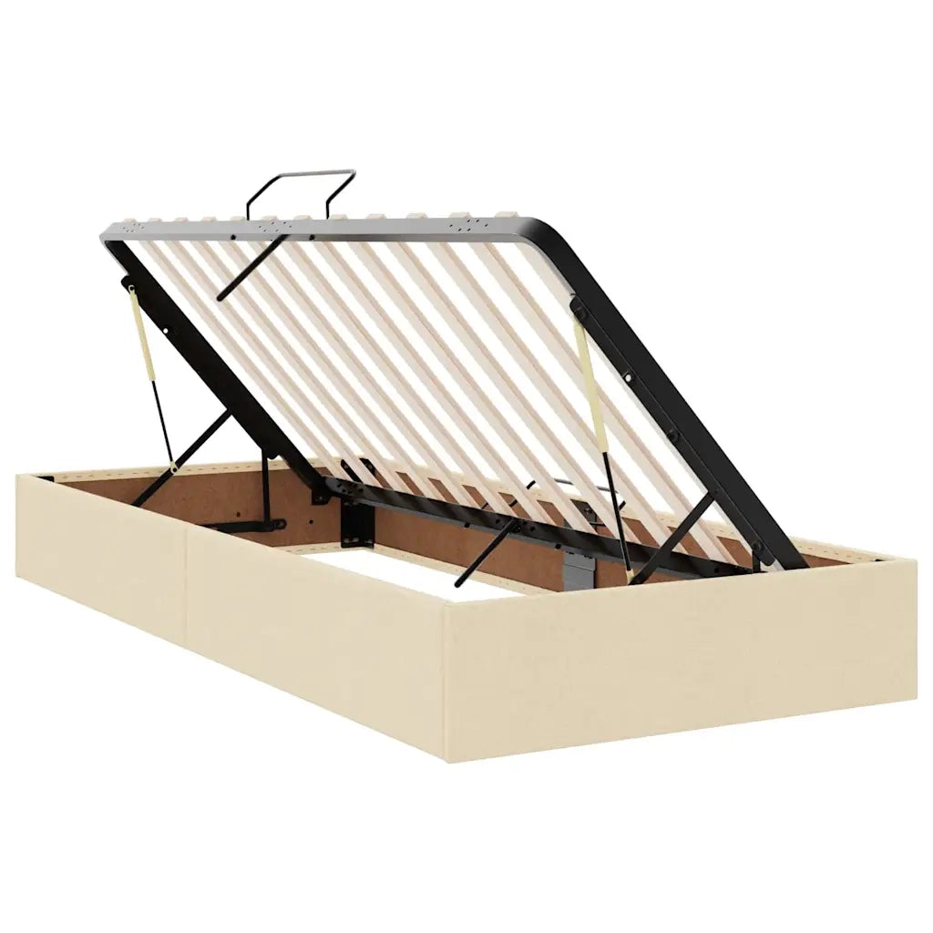 Letto con contenitore e LED con led Crema 100 x 200 cm Tessuto