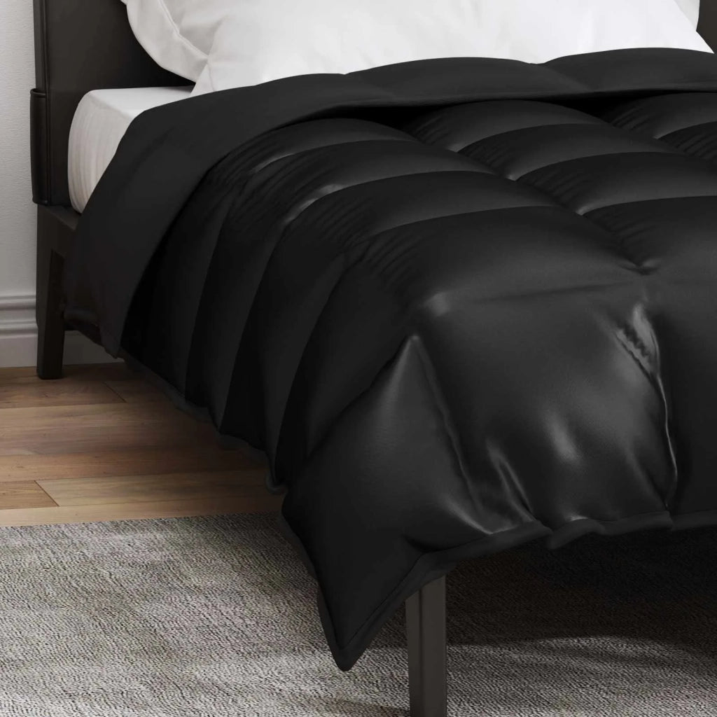 Piumone | Duvet Invernale Nero 140 x 220 cm Satin e Micropile
