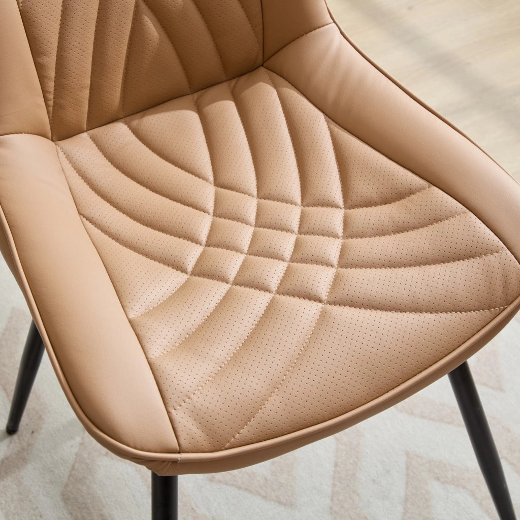 Sedie da pranzo, set da 2, sedie ergonomiche da cucina con rivestimento in similpelle PU traforata traspirante e trapuntatura 3D artistica, robuste ga