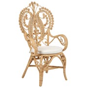 Sedia peacock poltrona in rattan beige cuscino cotone per sedile giardino esterno interno boho