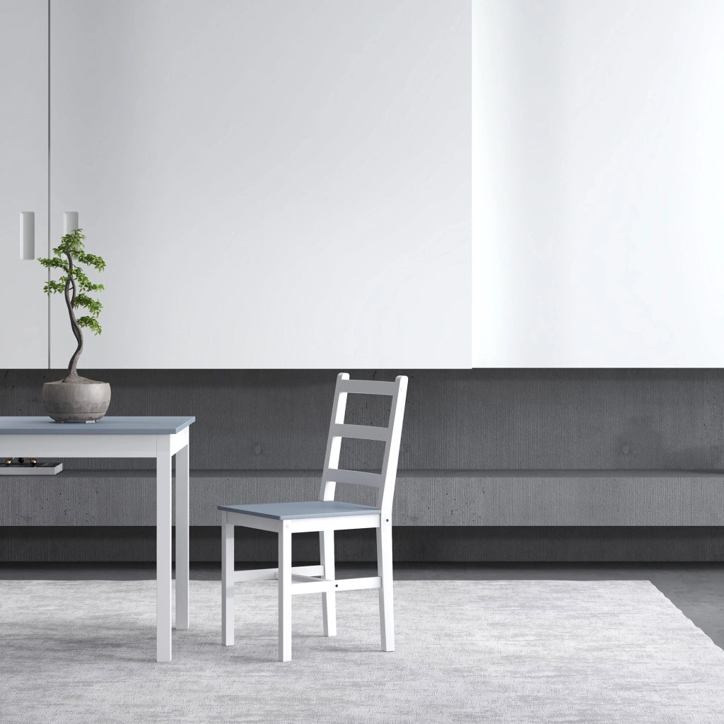 Tavolo da pranzo allungabile con sedie ¨C zephmum ¨C bianco grigio legno