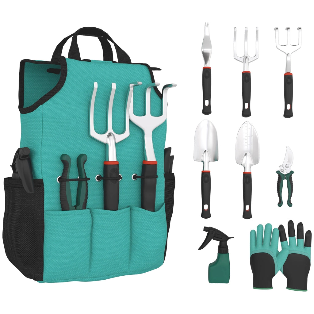 Set Giardinaggio 9 Pezzi ¨C Minimal ¨C Aluminio, Verde, Leggero