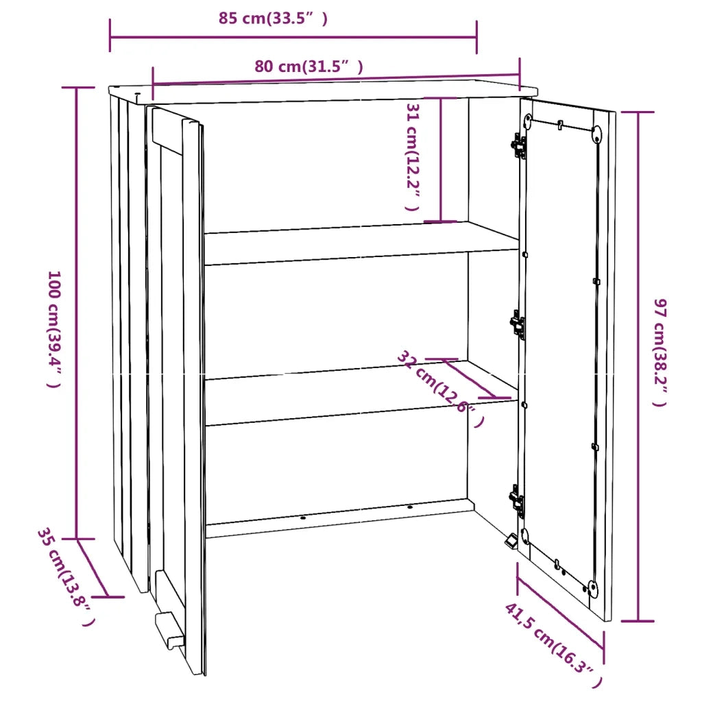 Piano Credenza HAMAR ambra 85x35x100 cm Legno Massello di Pino 340504