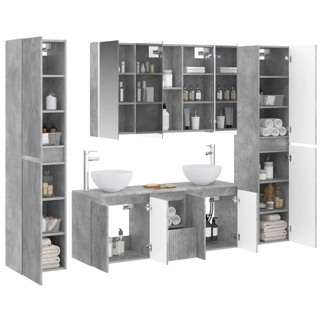 Set di mobili per il bagno 6 pz Grigio Cemento 3407218