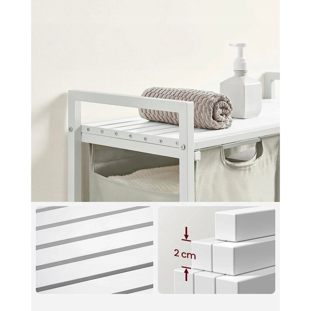 Mobile bagno con doppio cesto portabiancheria bianco