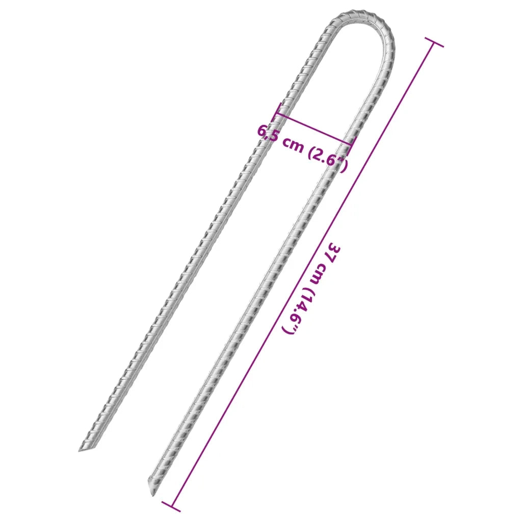 Picchetti Tenda 6 pz a Forma di U 37 cm Ø10 mm Acciaio Zincato 4009347