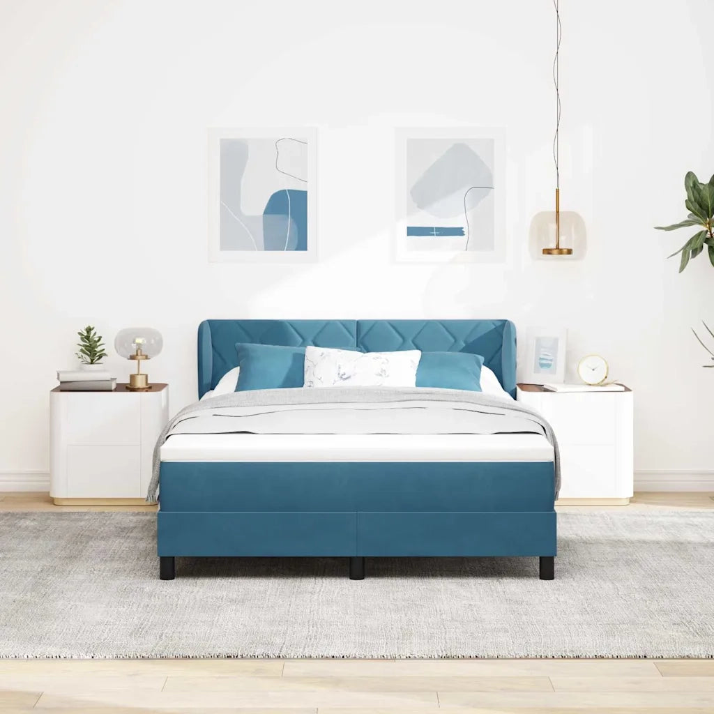 Letto a molle con testiera Blu scuro 140 x 190 cm Velluto 3340440